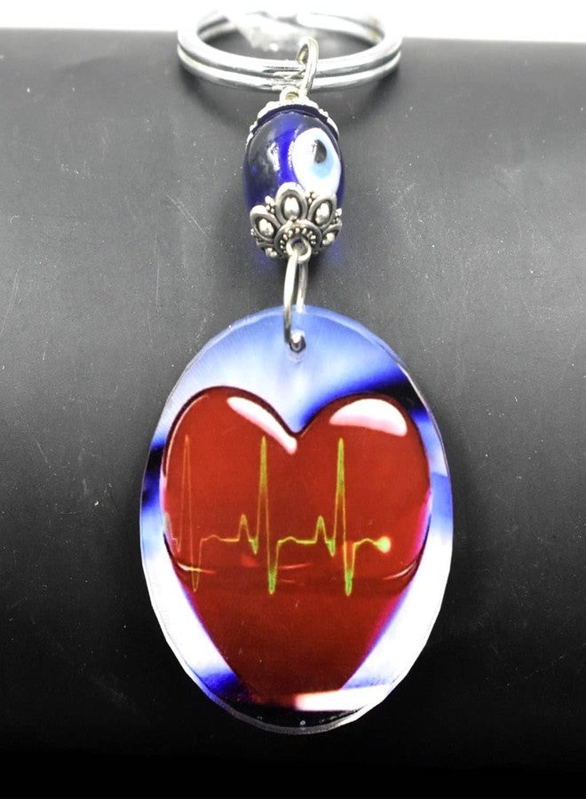 AFH سلسلة مفاتيح AFH Love Evil Eye Protection Heart Lifline Gifting للرجال والنساء - Image 1